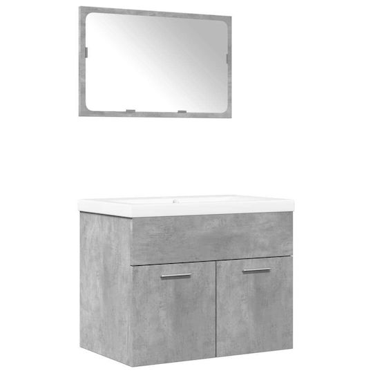 vidaXL Πάγκος με Νιπτήρα & Καθρέπτη Μ61xΒ18.5xΥ39.5cm Γκρι