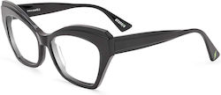 Genesis Weiblich Kunststoff Brillenrahmen Katzenauge Schwarz GV1624 02-09