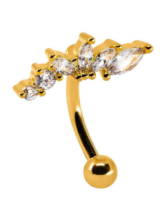 Piercing.gr Ohrring Stift Augenbraue aus Vergoldetem Stahl 1.2mm Weiß