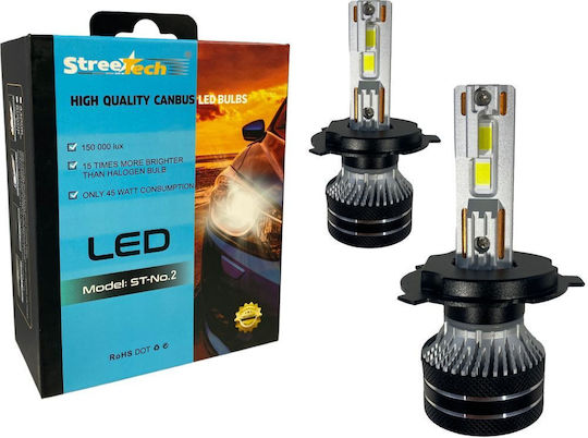 Streetech Λάμπες Αυτοκινήτου H4 Canbus LED 6000K Ψυχρό Λευκό 24V 45W 2τμχ