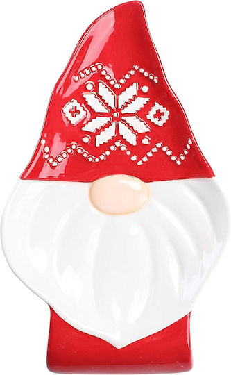 Gnome-shaped Christmas Coaster Ceramic Red L19xW11.4cm.