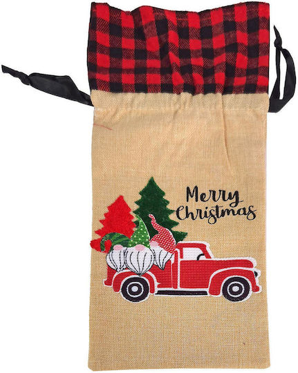 XMASfest Stoff Weihnachtlich Flaschenkoffer Braun 35x15cm.