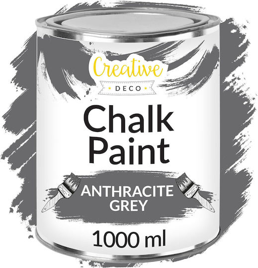 Vopsea cu Creta Creative Deco Gri Antracit 1000 Ml Mat Lavabil Ideal pentru Renovarea Mobilierului Decorare Decoupage Posibil Efect Gradient Uzat