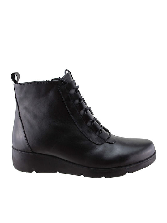 Leder Stiefeletten Damen Schwarz