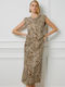 Sommer Midi Damenkleid Beiges