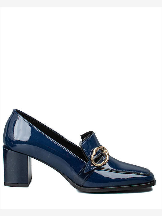 Δερμάτινα Γυναικεία Loafers σε Μπλε Χρώμα