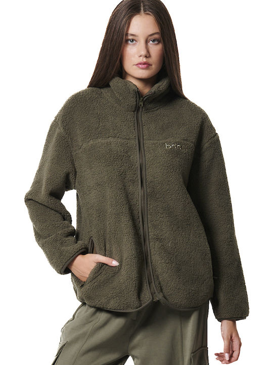 Body Action Women's Cardigan with Zipper Green
