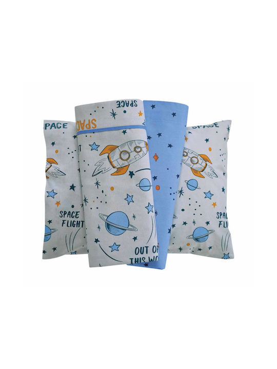 Das Home Σετ Βρεφικά Σεντόνια Κούνιας Βαμβακερά Blue, Grey, Orange 130x170εκ. 3τμχ