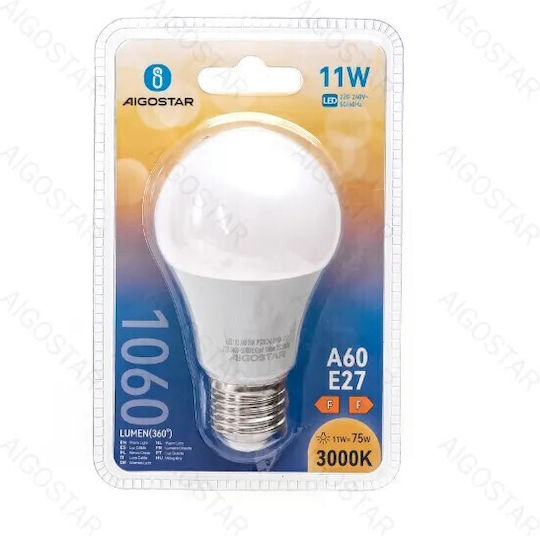 Aigostar Socket LED Bulb 11W for Socket E27 and Shape A60 Warm White 1060lm