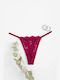 Women's String with Lace Bordeaux
