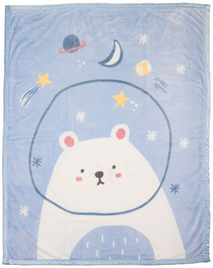abo Одеяло Детско легло Велур Синьо Light Blue 110x140см.