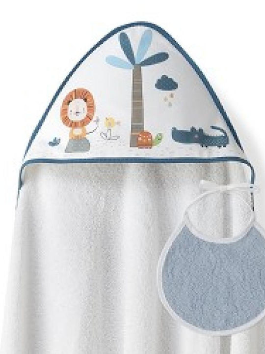 Interbaby Детски Халат-Шапка Худи Бял – Петрол ...