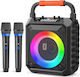 JYX Boxă Karaoke cu Microfoane Fără Fir și Efecte de Iluminare JYX-T17-T Negru