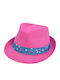 Kids' Hat Fedora Straw Fuchsia