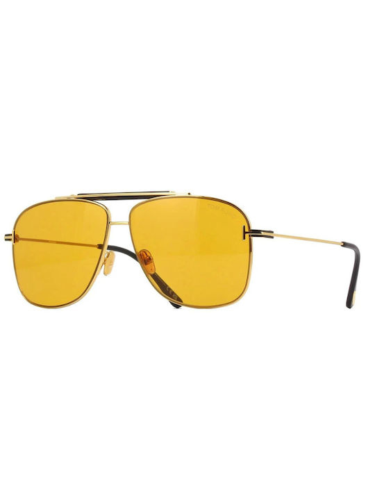 Tom Ford Jaden Unisex Sunglasses with Gold Metal Frame and Yellow