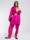 Damen Fuchsia Mantel mit Fellbesatz