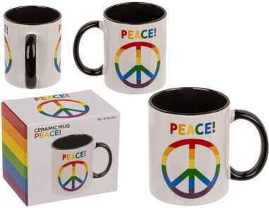 Blaue Steingut-Tasse Frieden