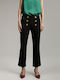 Damen Stoff Capri Hose Black