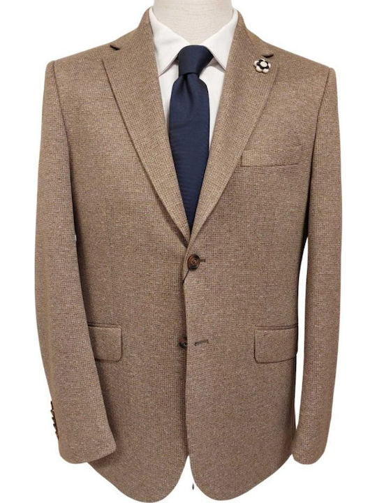Monte Napoleone Men's Suit Jacket Slim Fit Tan