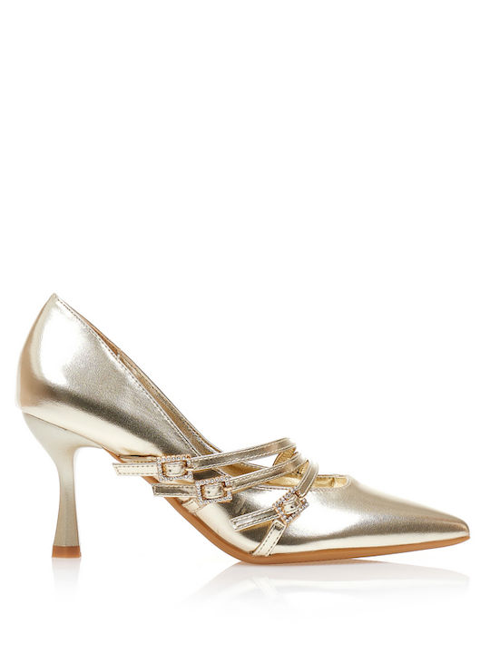 Γόβες με Λουράκι & Ψηλό Τακούνι Χρυσές