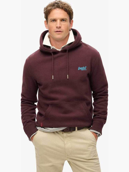 Superdry D1 Ovin Φούτερ με Κουκούλα Bordo