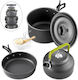 Queta 5124620 Camping Cookware Set 10 Pieces Portable Tableware Set Aluminum No Bra Cooking Outdoor Set FDA Certification Consisting of Pot Pan Kettle Various Cooking Accessories Ideal for Travel Camping Caravans