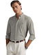 Long-sleeved Cotton Shirt Striped Green/white