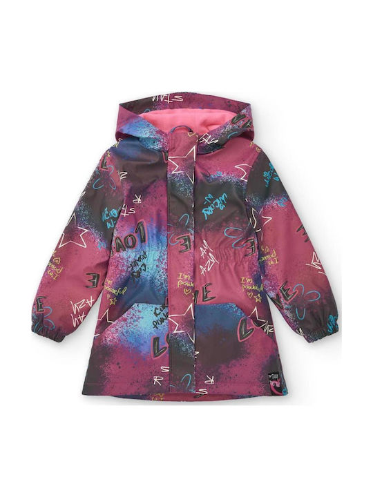Wasserdicht Kinder Trenchcoat mit Futter & Kapuze Pink