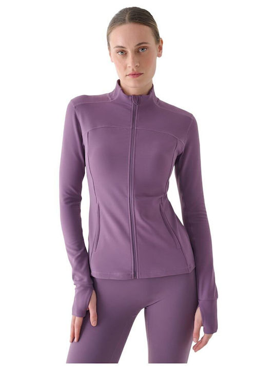 Functional Jachetă de damă cu Fermoar în Violet Culoare