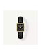 Rosefield Boxy Xs Uhr mit Schwarz Lederarmband
