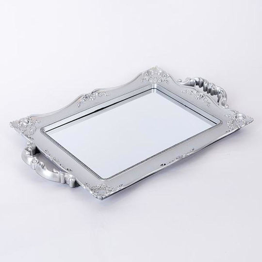 Plastic Rectangular Decorative Tray with Mirror 39x25x2cm