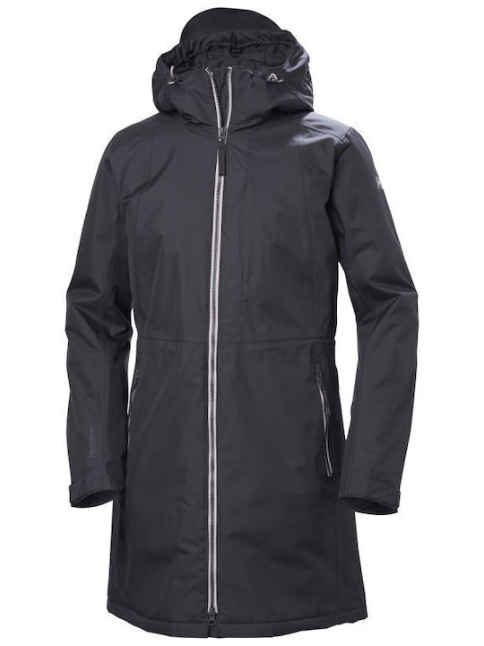 Women's for Hiking Short Sports Jacket Waterproof for Winter with Hood Black