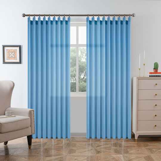 My Home Luxury Curtain with Pencil Pleat Light Blue 280x270cm