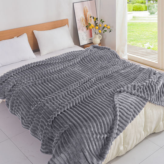 My Home Luxury Pătură Fleece Simplă 160x220 cm Gri Închis