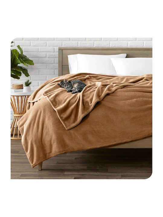 My Home Luxury Κουβέρτα Fleece Υπέρδιπλη 220x240εκ. Μπεζ PB-14