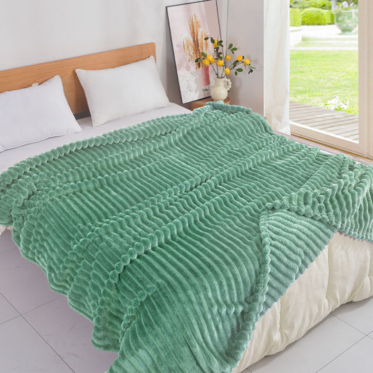 My Home Luxury Fleece Blanket Super Double 220x240cm Green