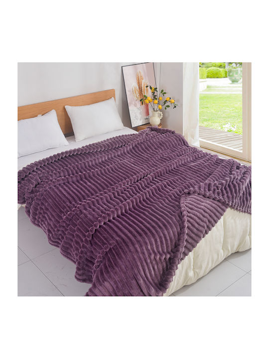 My Home Luxury Κουβέρτα Fleece Μονή 160x220εκ. Λιλά MRS-06