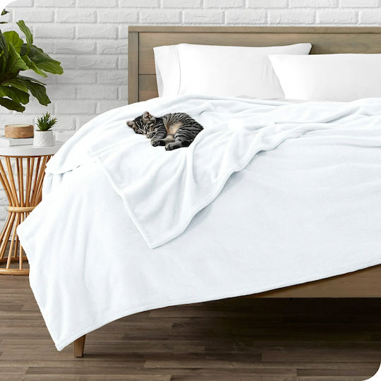 My Home Luxury Κουβέρτα Fleece Υπέρδιπλη 220x240εκ. Λευκή PB-12