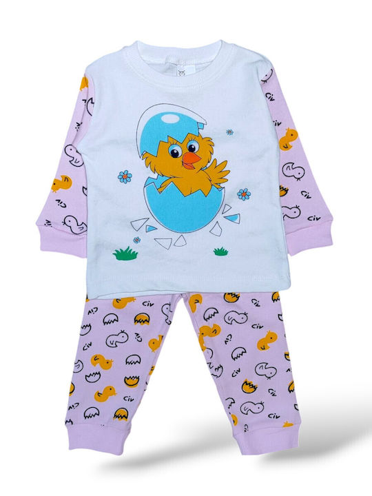 Babydom Pijama pentru copii De iarnă white, pink