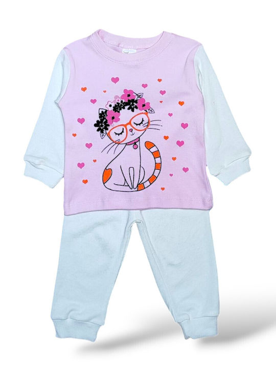 Babydom Παιδική Πιτζάμα Χειμωνιάτικη Ροζ