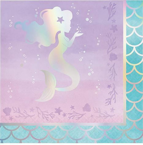 Șervețele "Mermaid Shine" 16,5cm X 16,5cm Creative Converting 16 Bucăți