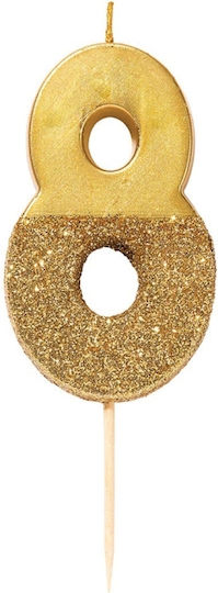 Meri Meri Kεράκι Nούμερο 8 Xρυσό Mε Glitter Talking Tables
