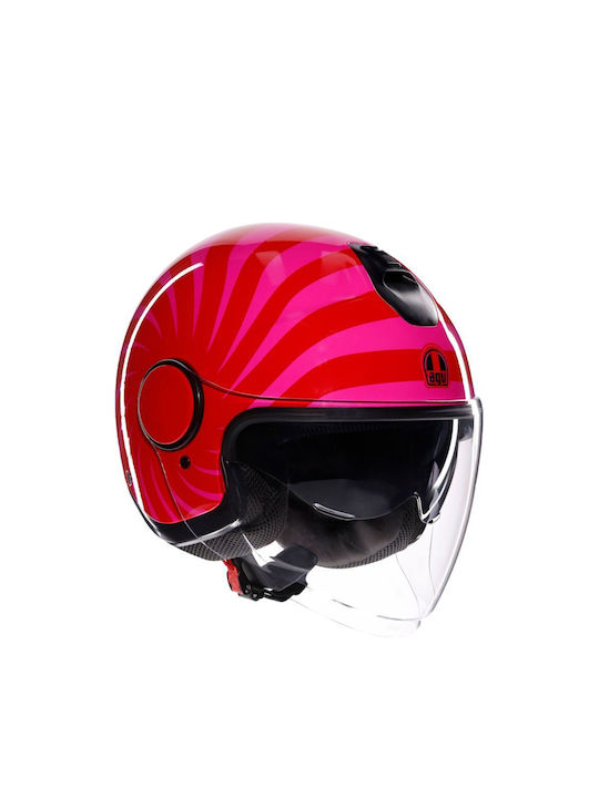 AGV Eteres Tropea Rot/Pink Motorradhelm Jet ECE 22.06 Gewicht (+/-50 gr) mit Sunvisor