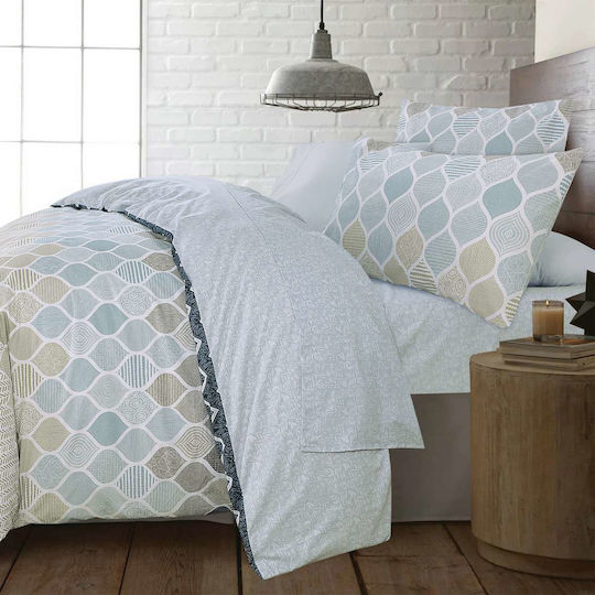 Espree Sheet Sets King Size 280x270cm. Geo Blue 4pcs
