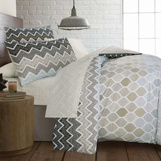Espree Bettwäsche-Set Überdoppel mit Gummiband 160x200+35cm. Kiris Beige 4Stück