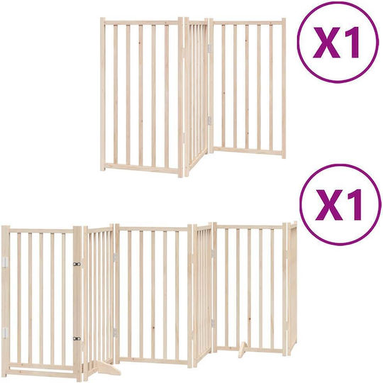 Faltbare Hundegitter-Trennwand 9 Paneele 450 cm Pappelholz Braun 50 x 90 x 2 cm