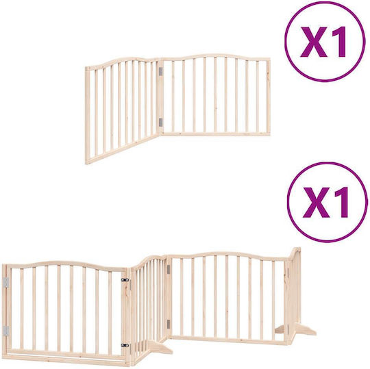 Vidaxl Dog Gate Divider Folding 6 Panels 480cm Poplar Wood Brown