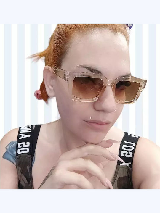 Sunglasses Beige with Acetate Frame & Brown Lens