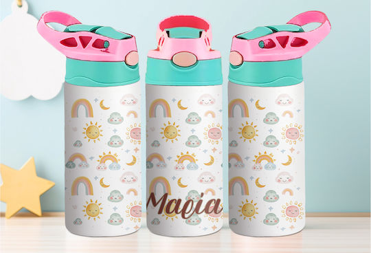 Kids Water Bottle Thermos Stainless Steel with Straw 360ml (Various Designs/Colors)