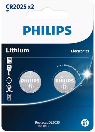 Philips Batterien Lithium für Uhren CR2025 3V 2Stück
